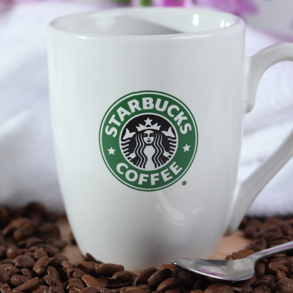 Starbucks Coffee 2008 Siren Logo White Ceramic Mug 10.2 oz Cup Microwave Safe